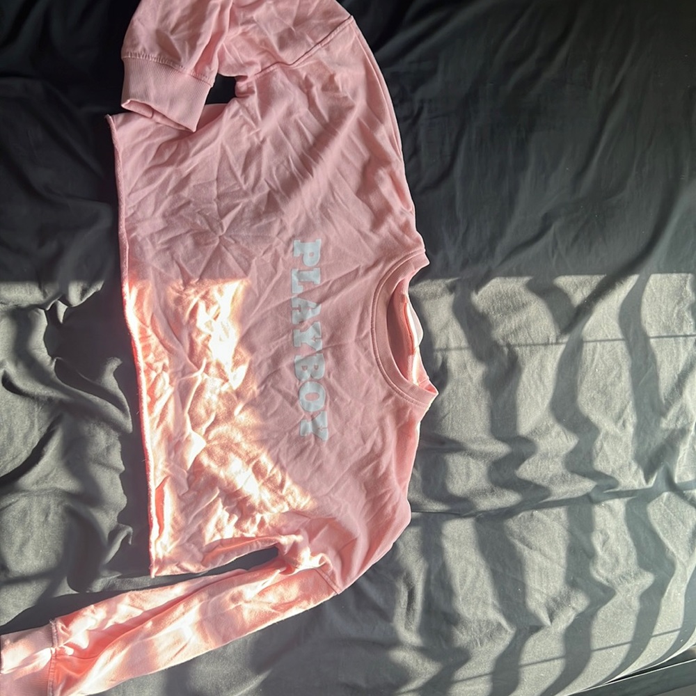 Pink Playboy cropped sweatshirt